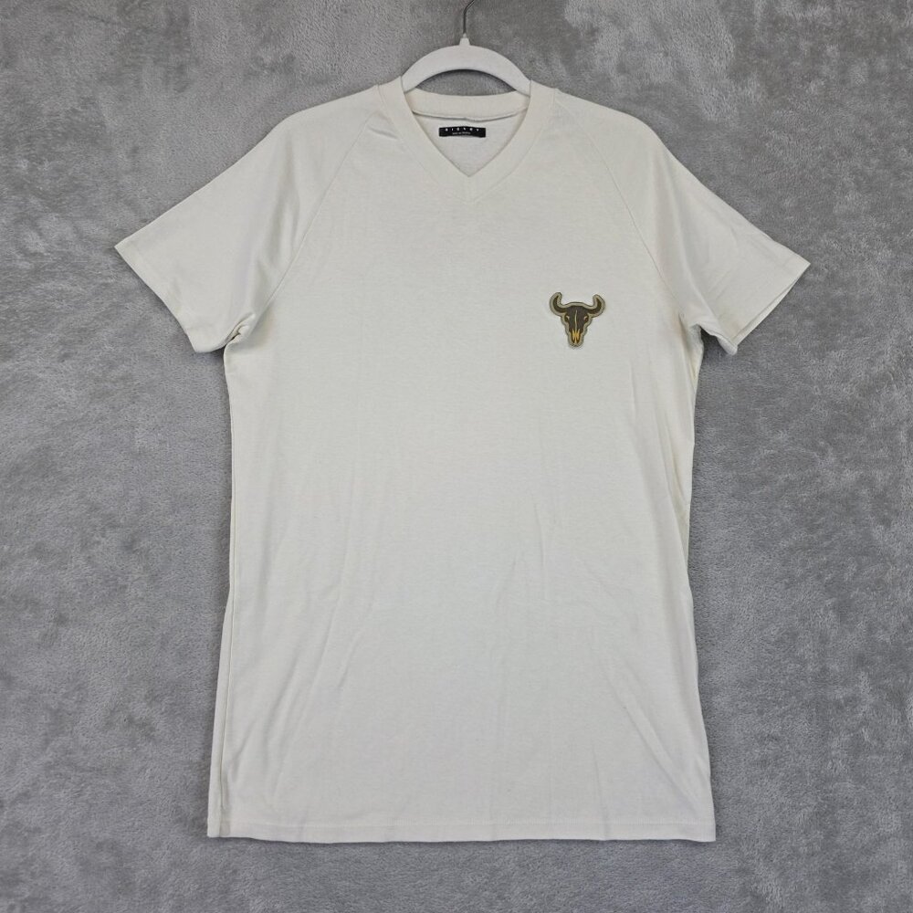 Sisley Shirt Mens XL Cream V-Neck Think Hot Chili Pepper Food Graphic Tee